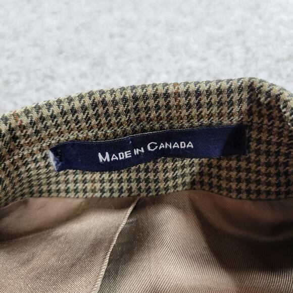 VTG Chaps Ralph Lauren Silk Wool Blazer Mens 42S Green Houndstooth Pane Jacket - Picture 9 of 16